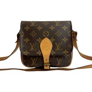 LOUIS VUITTON Authentic Brown Monogram Leather Pochette Shoulder Bag